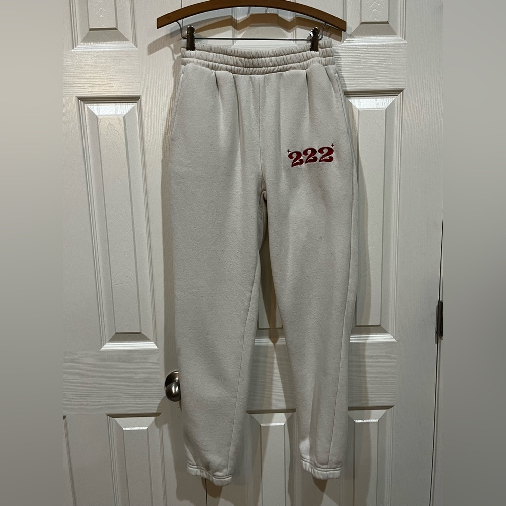 Forever 21 White “222” angle numbers sweatpants